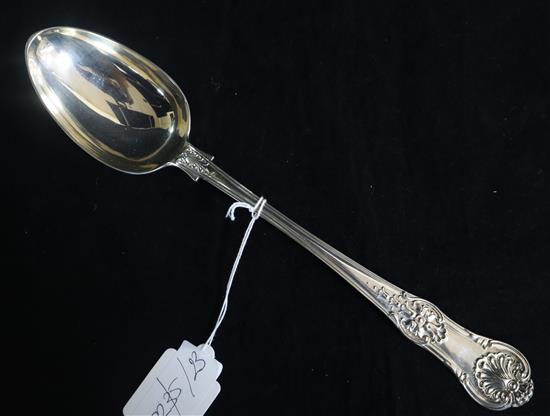 A William IV silver double struck Queens? pattern basting spoon by William Eaton, London, 1834, 217 grams.